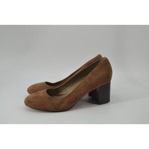 Adrienne Vittadini Women's Suede Brown Round Toe Pumps Sz 10